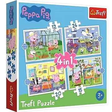Puzzle Prasátko Peppa: Vzpomínky na prázdniny 4v1 (12,15,20,24 dílků) (5900511343595)