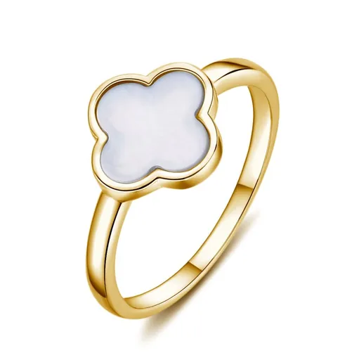 MOISS Pozlacený prsten s perletí Čtyřlístek R0004476-P 59 mm