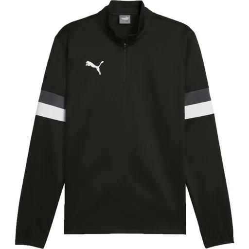 Puma TEAMRISE 1/4 ZIP TOP Pánská mikina se zipem, černá, velikost