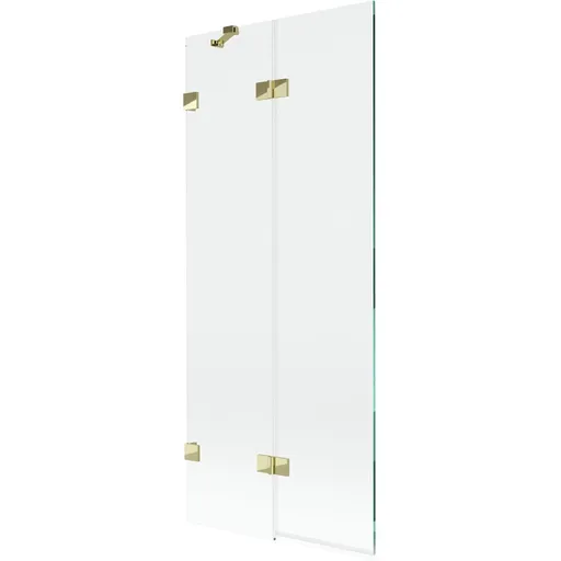 MEXEN/S Lunar vanová zástěna 2-křídlová levá 80 x 150, transparent, zlatá 897-080-100-50-00-L