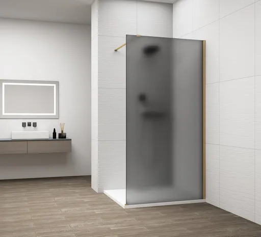 POLYSAN ESCA GOLD MATT jednodílná sprchová zástěna k instalaci ke stěně, kouřové matné sklo, 700  ES1470-04