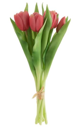 Kytice 7ks tmavě růžových realistických tulipánů Tulips - 31cm 32909