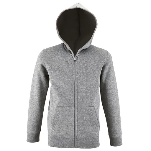 SOL'S Dětská mikina na zip s kapucí Stone - Šedý melír | 8 let