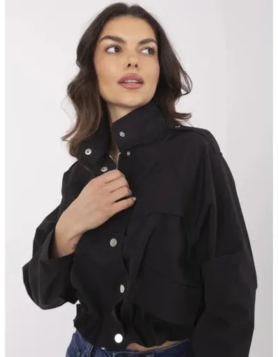 Černá krátká bunda bez kapuce