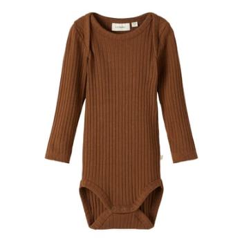 Lil'Atelier Body s dlouhým rukávem Nbnikar Cambridge Brown