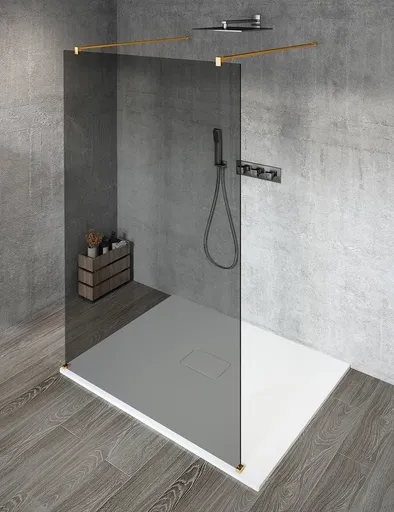 GELCO VARIO GOLD MATT jednodílná sprchová zástěna do prostoru, kouřové sklo, 1400  GX1314-02