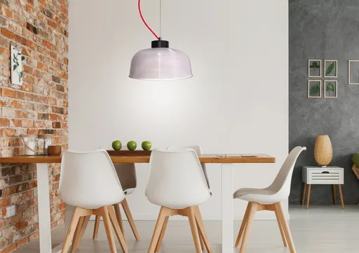 Závěsná lampa Liverpool Ledea 27 cm sklo/červený kabel