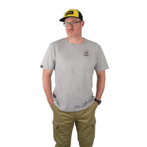 Black cat tričko grey marl t-shirt - xxxl