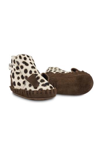 Kojenecké kožené boty Donsje Kapi Exclusive Booties Dalmatian hnědá barva, 1028120