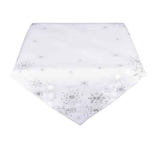 Ubrus Vánoční, Vločky a Vánoce, bílý 85 x 85 cm