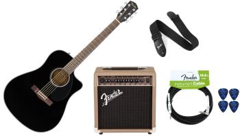 Fender CD-60SCE Black PACK Black Elektroakustická kytara Dreadnought