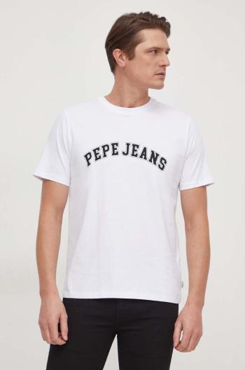 Bavlněné tričko Pepe Jeans CLEMENT bílá barva, s potiskem, PM509220