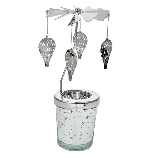 Stříbrný točící svícen na čajovku s balóny Ringi - Ø 8*17 cm Clayre & Eef