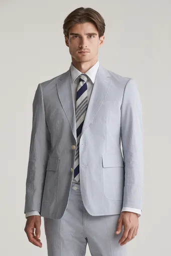 BLEJZR GANT SLIM SEERSUCKER SUIT JACKET RICH BLUE