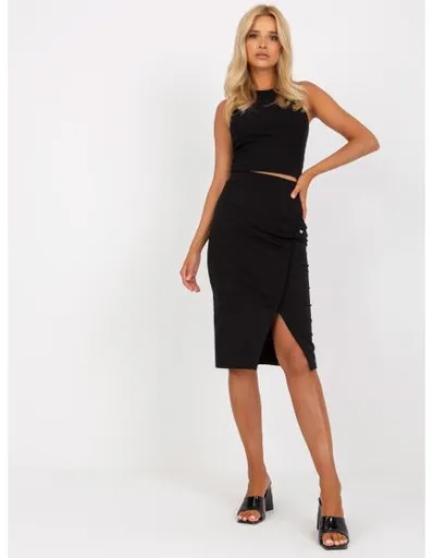 Dámská sukně s rozparkem vypasovaná midi BASIC černá