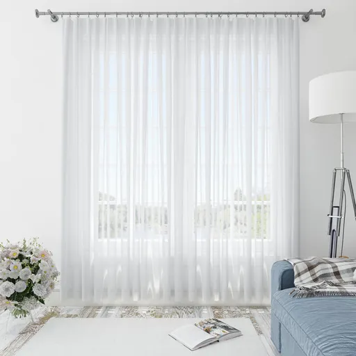 Hotová záclona voálová s tunýlkem, Hladká s olůvkem, smetanová, 295 x 260 cm