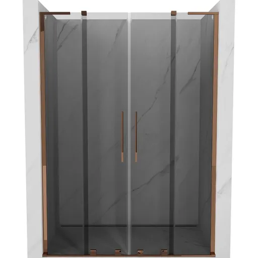 MEXEN/S Velar L Duo posuvné sprchové dveře 160, grafit, růžové zlato 871-160-003-42-60