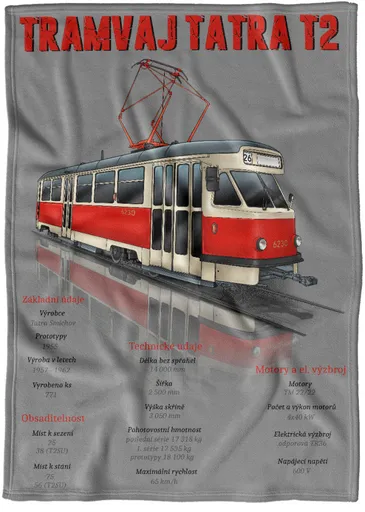 Deka Tramvaj T2 – červená (Podšití beránkem: NE)