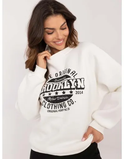 Dámský svetr s potiskem zateplený ecru