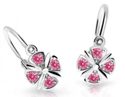 Cutie Jewellery Slušivé dětské náušnice z bílého zlata C2245-10-X-2 fuchsiová