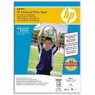HP Advanced Glossy Photo Paper Q5456A, 250 g/m2, A4, 25ks, lesklý, bílý, foto papír