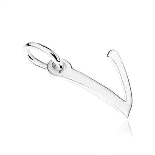 Plochý stříbrný přívěsek 925, velké písmeno "V", hladký povrch