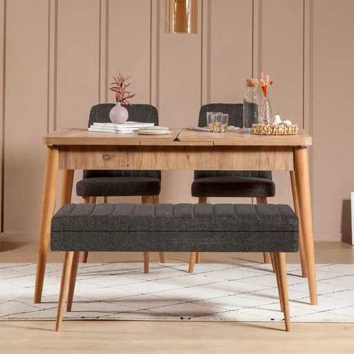 Jídelní set s rozkládacím stolem a židlemi (4 kusy) Vina 1053 - 3 - Anthracite, Atlantic