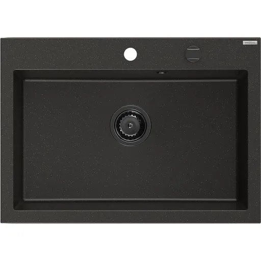 MEXEN/S Elix granitový dřez 1-miska 700 x 500 mm, černá/zlatá metalik, sifon černá 6526701005-75-B