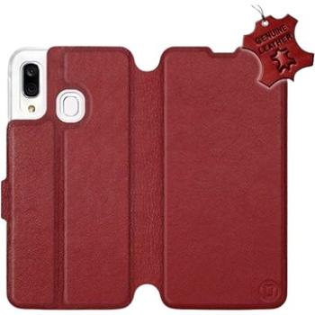 Flip pouzdro na mobil Samsung Galaxy A40 - Tmavě červené - kožené -   Dark Red Leather (5903226864324)