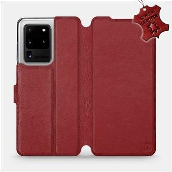 Flip pouzdro na mobil Samsung Galaxy S20 Ultra - Tmavě červené - kožené -   Dark Red Leather (5903516172573)