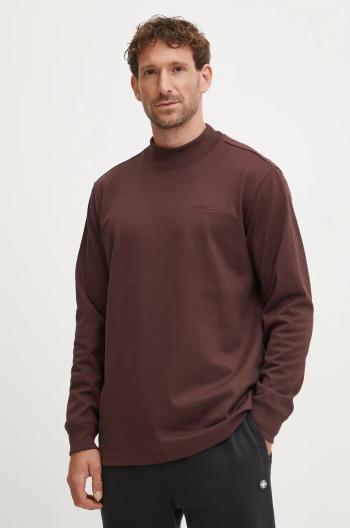 Bavlněné tričko s dlouhým rukávem adidas Originals Longsleeve Mock Neck vínová barva, IW3258