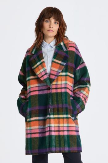 KABÁT GANT CHECKED COCOON COAT EVENING BLUE