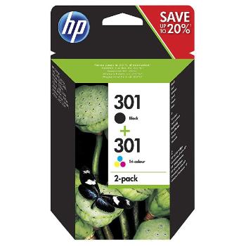 HP N9J72AE - originální cartridge HP 301, černá + barevná, 1x3ml/1x6ml