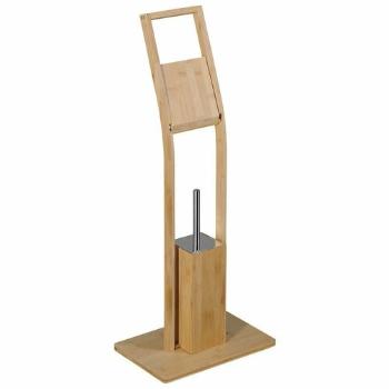 Suport WC AQUALINE BI026 de bambus cu suport pentru hârtie igienică și perie, pătrat