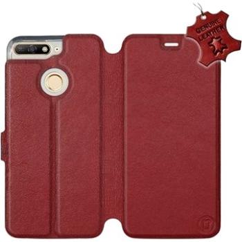 Flip pouzdro na mobil Huawei Y6 Prime 2018 - Tmavě červené - kožené -   Dark Red Leather (5903226516933)