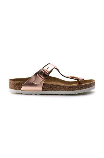 Kožené žabky Birkenstock Gizeh dámské, růžová barva, na plochém podpatku, 1005049