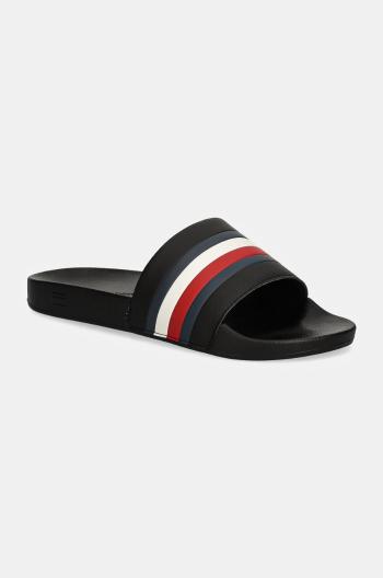 Pantofle Tommy Hilfiger HILFIGER POOL SLIDE pánské, černá barva, FM0FM05233