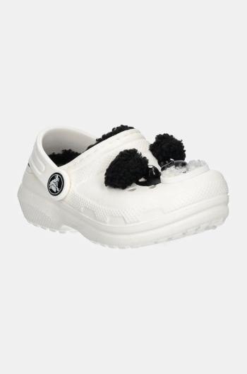 Dětské pantofle Crocs CLASSIC LINED IAM PANDA BEAR CLOG béžová barva, 210395