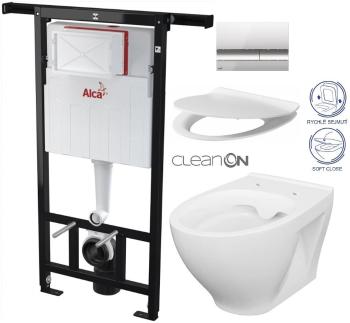 ALCADRAIN Jádromodul předstěnový instalační systém s chromovým tlačítkem M1721 + WC CERSANIT CLEANON MODUO + SEDÁTKO AM102/1120 M1721 MO1