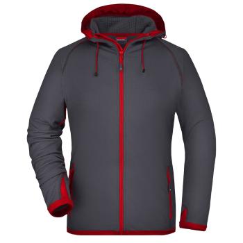 James & Nicholson Dámská sportovní mikina na zip JN570 - Tmavě šedá / červená | XL