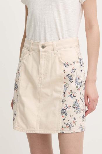 Džínová sukně Pepe Jeans MINI SKIRT HW PAISLEY béžová barva, mini, áčková, PL901135