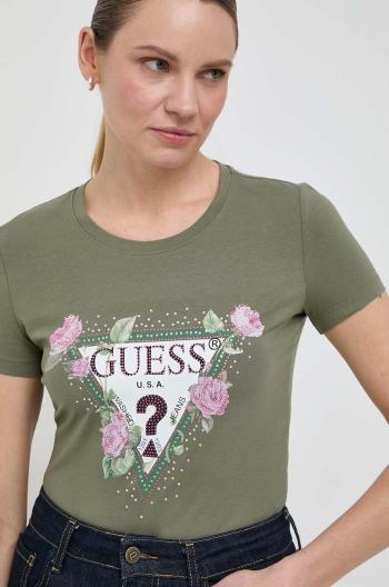 Tričko Guess FLORAL zelená barva, W4RI28 J1314