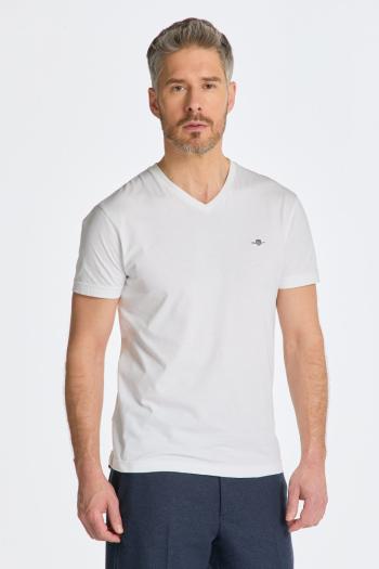 TRIČKO GANT SLIM SHIELD V-NECK T-SHIRT WHITE