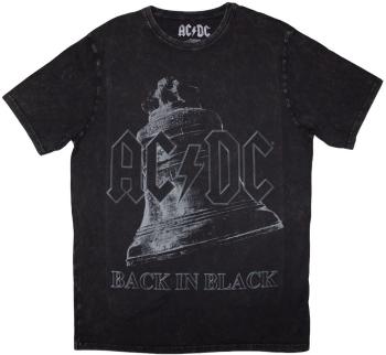 AC/DC Tričko Back In Black Bell Stone Wash Unisex Black S