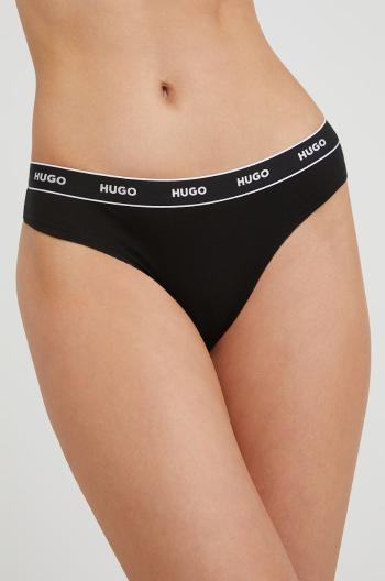 Tanga HUGO (3-pack) černá barva, 50469681