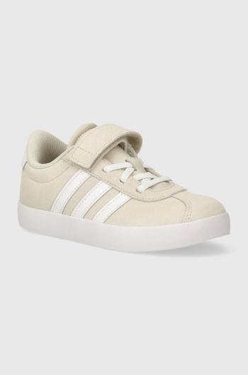 Dětské semišové sneakers boty adidas VL COURT 3.0 EL C béžová barva