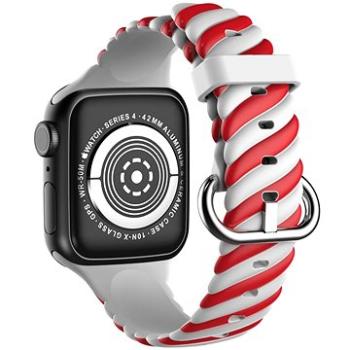 Drakero Silikonový řemínek TWIST pro Apple Watch 38mm / 40mm / 41mm červeno-bílý (10288-38)