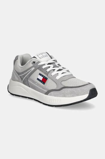 Sneakers boty Tommy Jeans TJM RUNNER MIX MATERIAL šedá barva, EM0EM01494