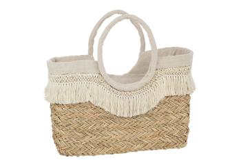 Plážová taška z mořské trávy s krajkou Beach Bag Lace - 59*16*30 cm 41763