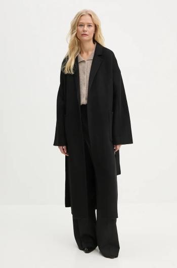 Vlněný kabát Stand Studio Claudine Long Coat černá barva, přechodný, 61218-8550